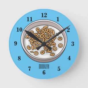 Cereal cartoon illustration round clock