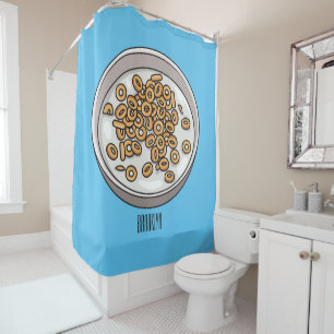 Cereal cartoon illustration shower curtain