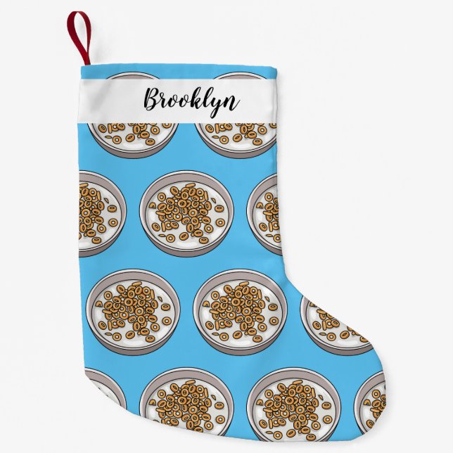 Cereal cartoon illustration small christmas stocking (Front)