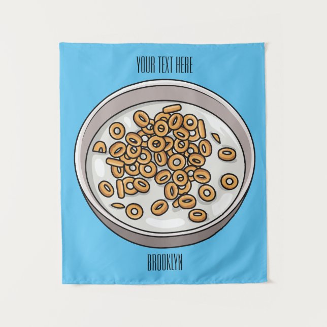 Cereal cartoon illustration tapestry (Front)