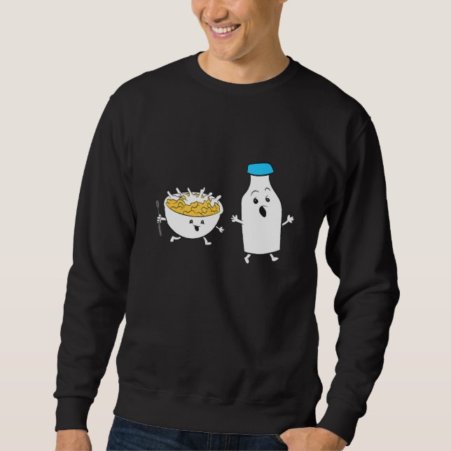 Cereal Chasing Milk Cornflakes Breakfast Cereal Sweatshirt (Front)