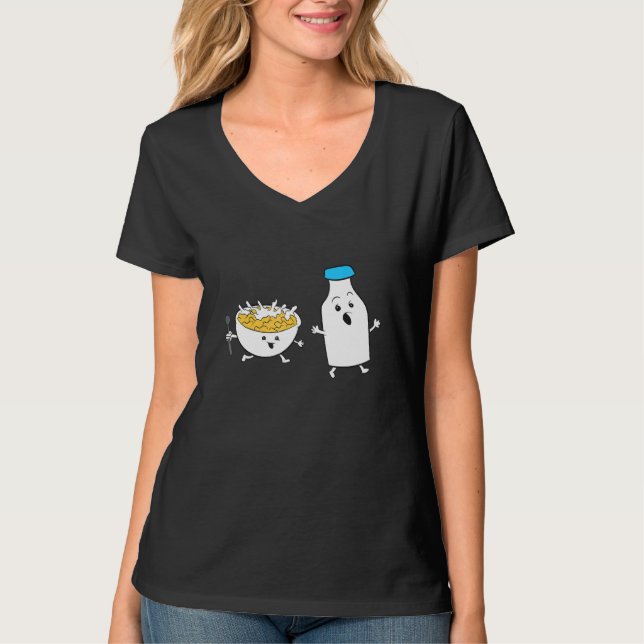 Cereal Chasing Milk Cornflakes Breakfast Cereal T-Shirt (Front)