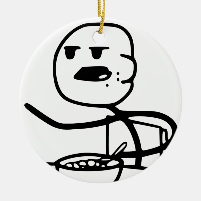 Cereal Guy Meme Ceramic Tree Decoration (Front)