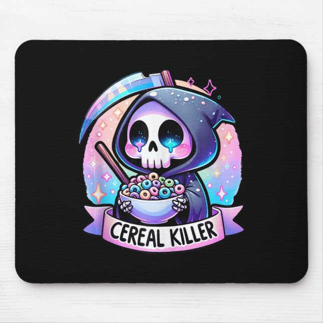 Cereal Killer Breakfast Cereal Bowl Cereals Skull  Mouse Mat (Front)
