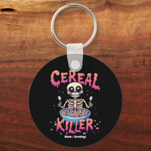 Cereal Killer Breakfast Funny Cereal Bowl Skeleton Key Ring