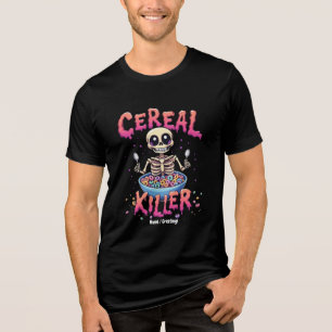 Cereal Killer Breakfast Funny Cereal Bowl Skeleton Tri-Blend Shirt