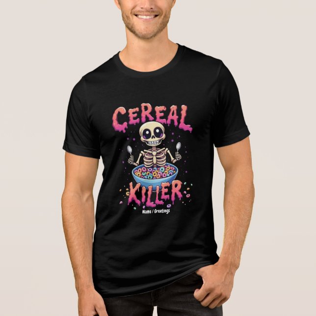 Cereal Killer Breakfast Funny Cereal Bowl Skeleton Tri-Blend Shirt (Front)