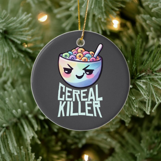 Cereal Killer Breakfast Pun Ceramic Tree Decoration (Tree)