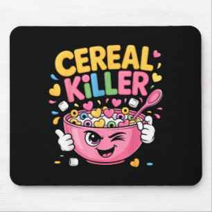 Cereal Killer Cartoon Bowl Funny Breakfast Mouse Mat