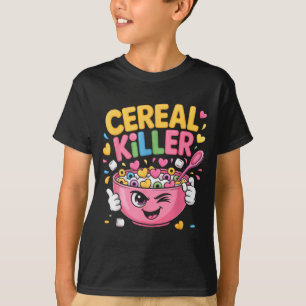 Cereal Killer Cartoon Bowl Funny Breakfast  T-Shirt