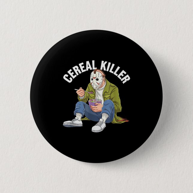 Cereal Killer Funny Halloween Horror Movie Masked  6 Cm Round Badge (Front)
