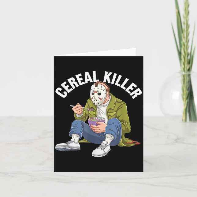 Cereal Killer Funny Halloween Horror Movie Masked  Card (Front)