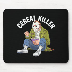 Cereal Killer Funny Halloween Horror Movie Masked Mouse Mat