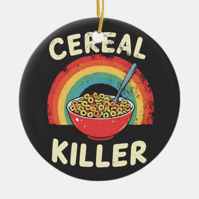 Cereal Killer Mens Food Pun True Crime Ceramic Tree Decoration (Front)