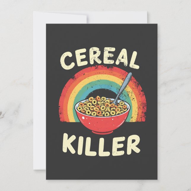 Cereal Killer Mens Food Pun True Crime Holiday Card (Front)
