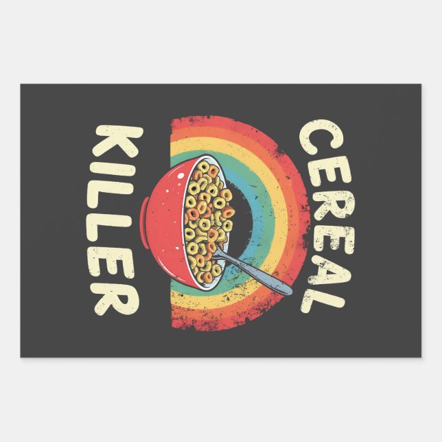 Cereal Killer Mens Food Pun True Crime Wrapping Paper Sheet (Front)