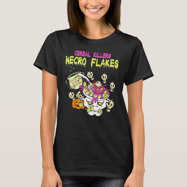 Cereal Killer Zombies Horror Pun Cereal Food Theme T-Shirt (Front)