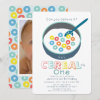 Cereal-sly One Blue Cereal Boy Photo 1st Birthday
