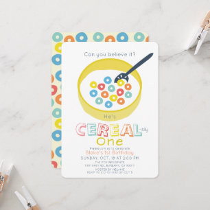 Cereal-sly One Yellow Cereal 1st Birthday Invitation