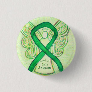Cerebral Palsy Awareness Angel Ribbon Art Pin
