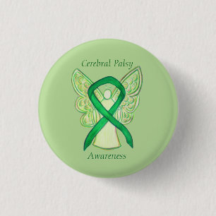 Cerebral Palsy Awareness Angel Ribbon Art Pin