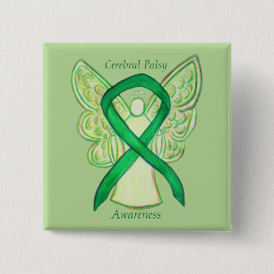 Cerebral Palsy Awareness Angel Ribbon Art Pin
