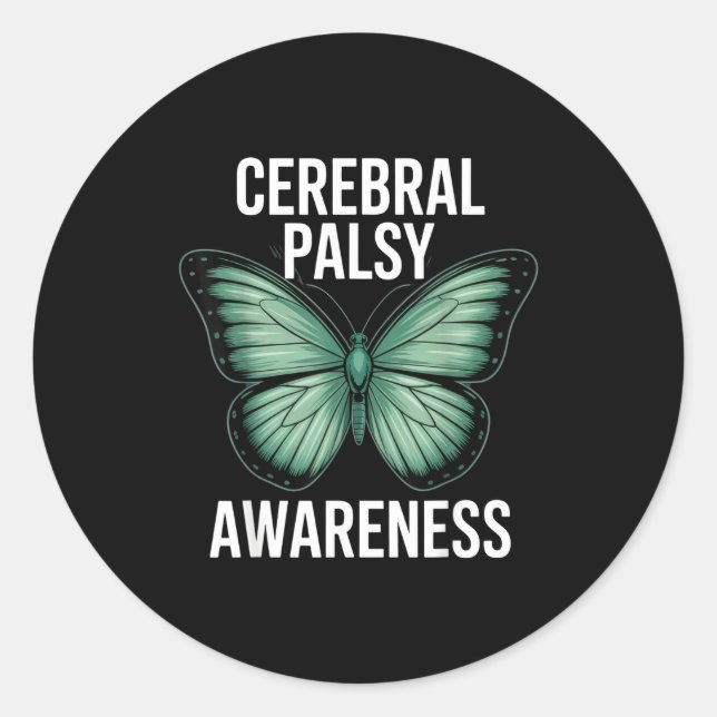 Cerebral Palsy Awareness Butterfly Suprters And Ad Classic Round Sticker (Front)
