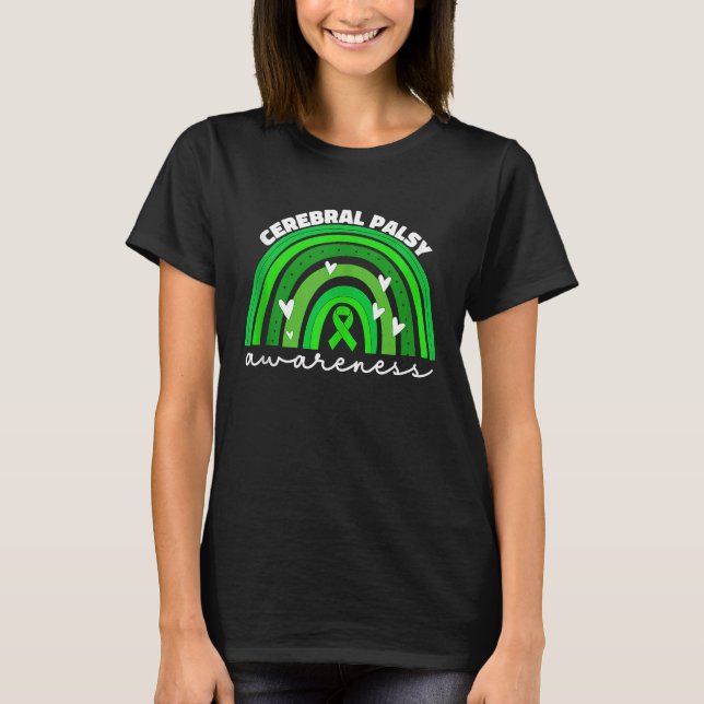 Cerebral Palsy Awareness For Women Green Ribbon Cp T-Shirt (Front)