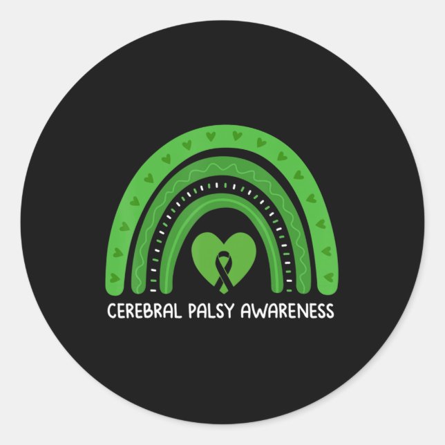 Cerebral Palsy Awareness Month Retro Rainbow Brain Classic Round Sticker (Front)