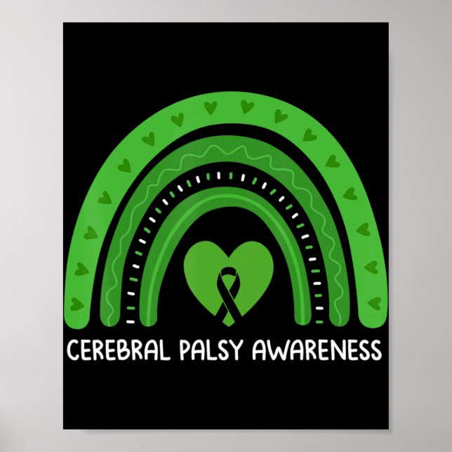 Cerebral Palsy Awareness Month Retro Rainbow Brain Poster (Front)