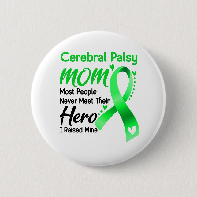 Cerebral Palsy Awareness Month Ribbon Gifts 6 Cm Round Badge (Front)
