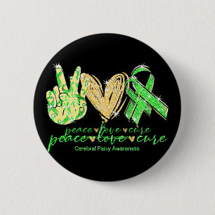 Cerebral Palsy Awareness Peace Love Cure Costume 6 Cm Round Badge