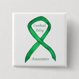 Cerebral Palsy Awareness Ribbon Custom Art Pin