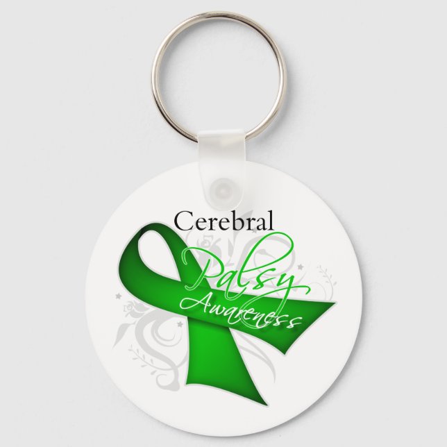 Cerebral Palsy Awareness Ribbon Key Ring (Front)
