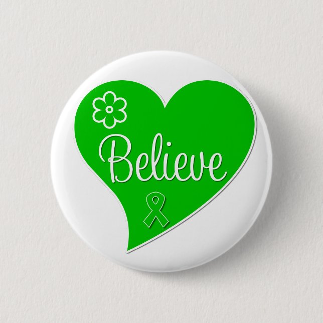 Cerebral Palsy Believe Heart 6 Cm Round Badge (Front)