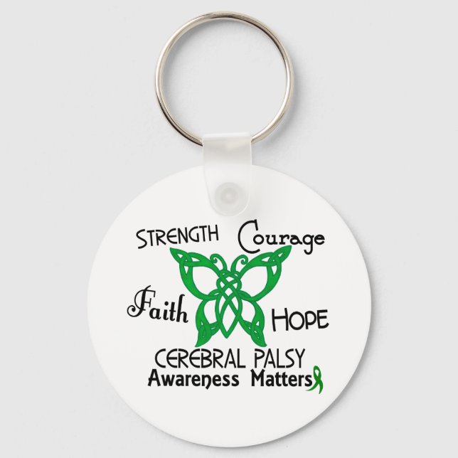 Cerebral palsy Celtic Butterfly 3 Key Ring (Front)
