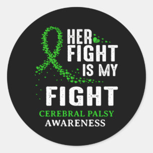 Cerebral Palsy Cp Awareness Brain Damage Green Rib Classic Round Sticker