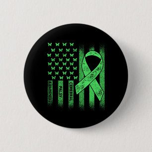 Cerebral Palsy Cp Awareness Usa Flag Warrior Survi 6 Cm Round Badge