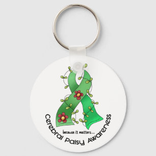 Cerebral Palsy FLOWER RIBBON 1 Key Ring