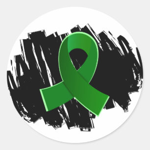 Cerebral Palsy Green Ribbon With Scribble Classic Round Sticker
