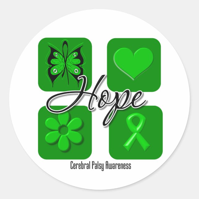 Cerebral Palsy Hope Love Inspire Awareness Classic Round Sticker (Front)