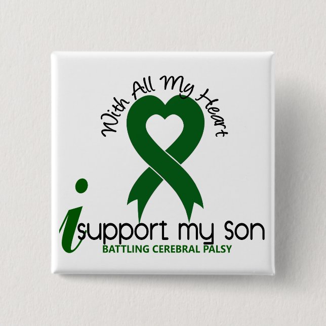 Cerebral Palsy I Support My Son 15 Cm Square Badge (Front)