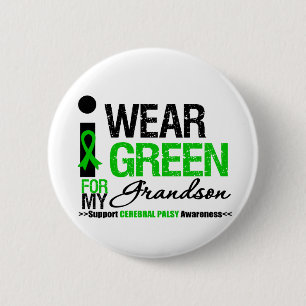 Cerebral Palsy I Wear Green Ribbon For My Grandson 6 Cm Round Badge