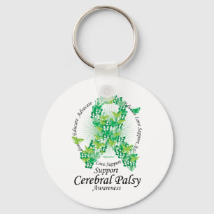 Cerebral Palsy Ribbon of Butterflies Key Ring