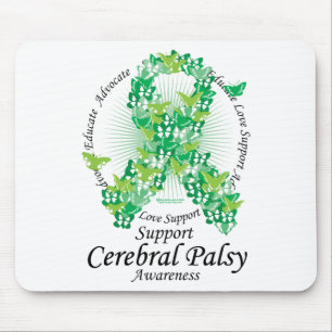Cerebral Palsy Ribbon of Butterflies Mouse Mat