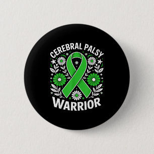 Cerebral palsy warrior floral cp awareness ribbon 6 cm round badge