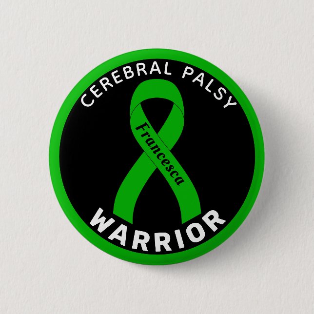 Cerebral Palsy Warrior Ribbon Black Button (Front)