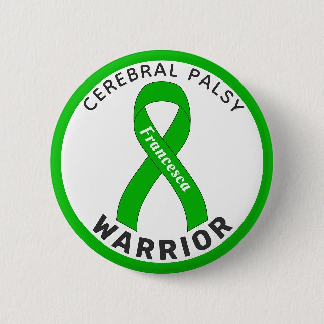 Cerebral Palsy Warrior Ribbon White Button (Front)