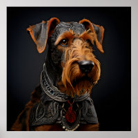 Ceremonial Airedale Terrier in Warrior Attire
