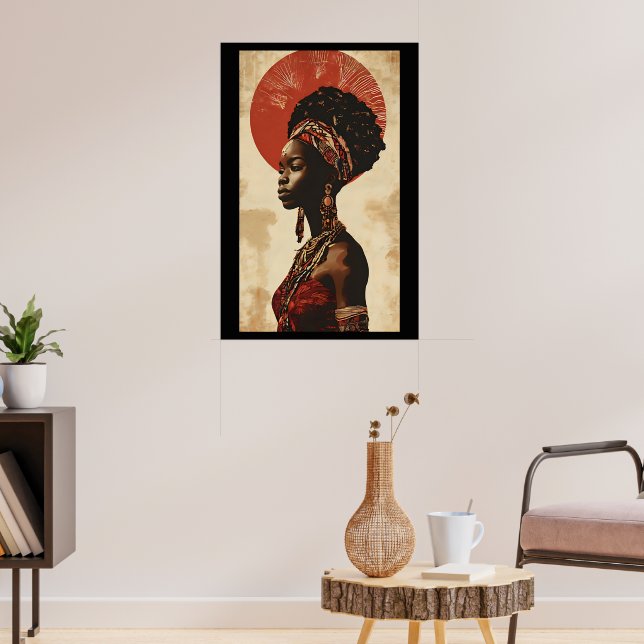 Ceremonial Goddess: African Art Woman Oil Painting Poster (Living Room 3)